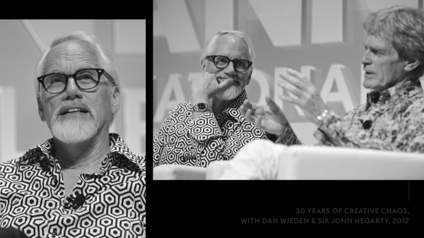 칸 라이언즈 페스티벌에서 연사로 참여한 (왼쪽) 댄 와이든, (오른쪽) 존 헤거티 경. ⓒCANNES LIONS